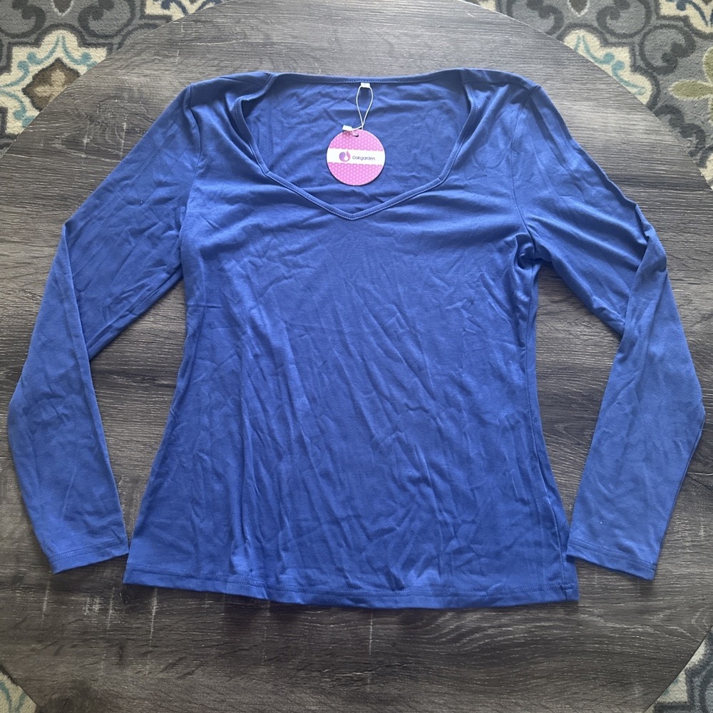 NWT Women's Blue Oakgarden Lightweight Long Sleeve Top Size L Casual Shirt